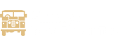 Logo for Vintage Land Rover Tours featuring a minimalist beige Land Rover illustration beside white text on a dark background, combining classic vehicle imagery with elegant typography.