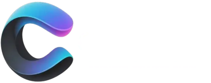 Logo for Creovate featuring a 3D gradient “C” in blue and purple, with bold white text “Creovate” and the tagline “Innovate. Connect. Grow.” on a dark background.
